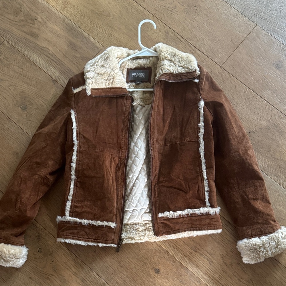 Wilsons Leather Brown Genuine Leather Faux Shearling Jacket